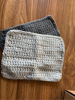 Handmade Crocheted Washcloths Set - Light Gray & Charcoal